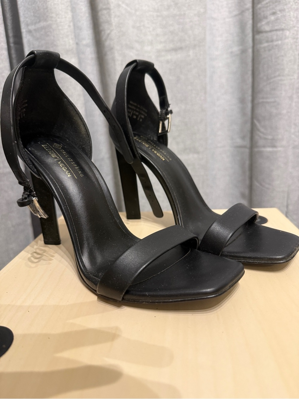 Call It Spring Black Ankle Strap Stiletto Sandals